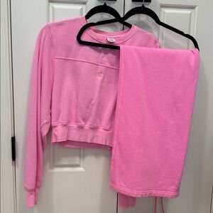 PINK Victoria's Secret Bright Pink Cropped Hoodie